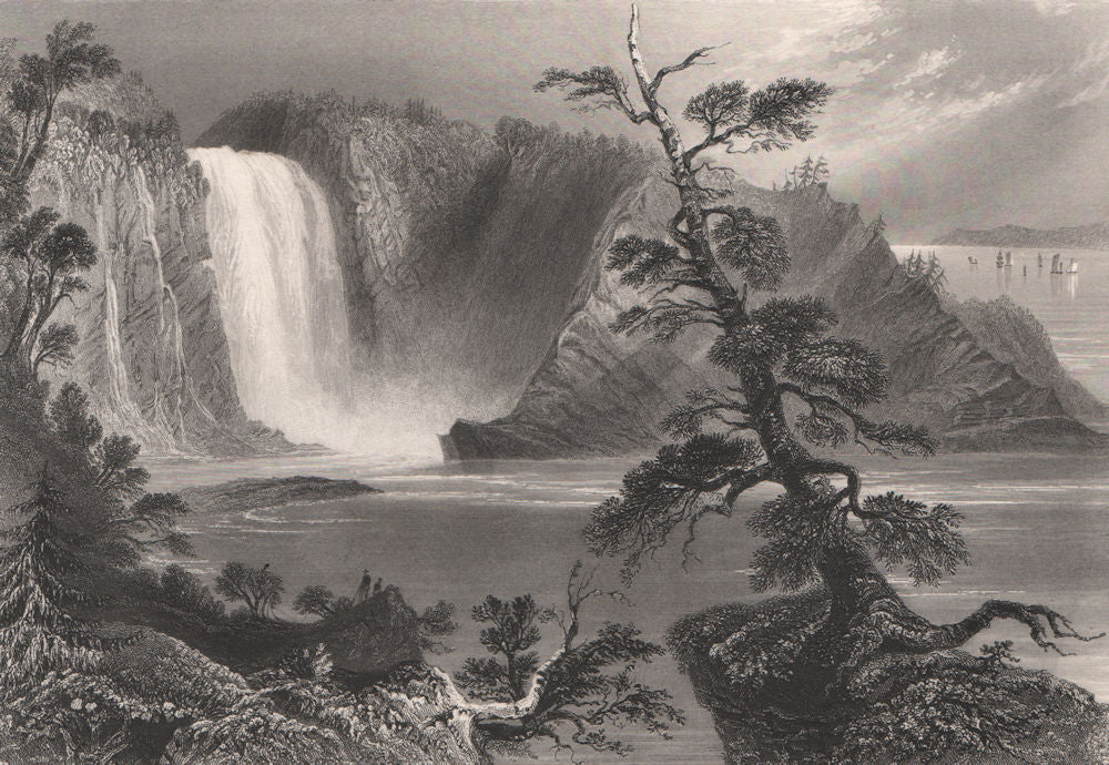 QUEBEC. Chute Montmorency Falls & cove. Canada. BARTLETT 1842 old print